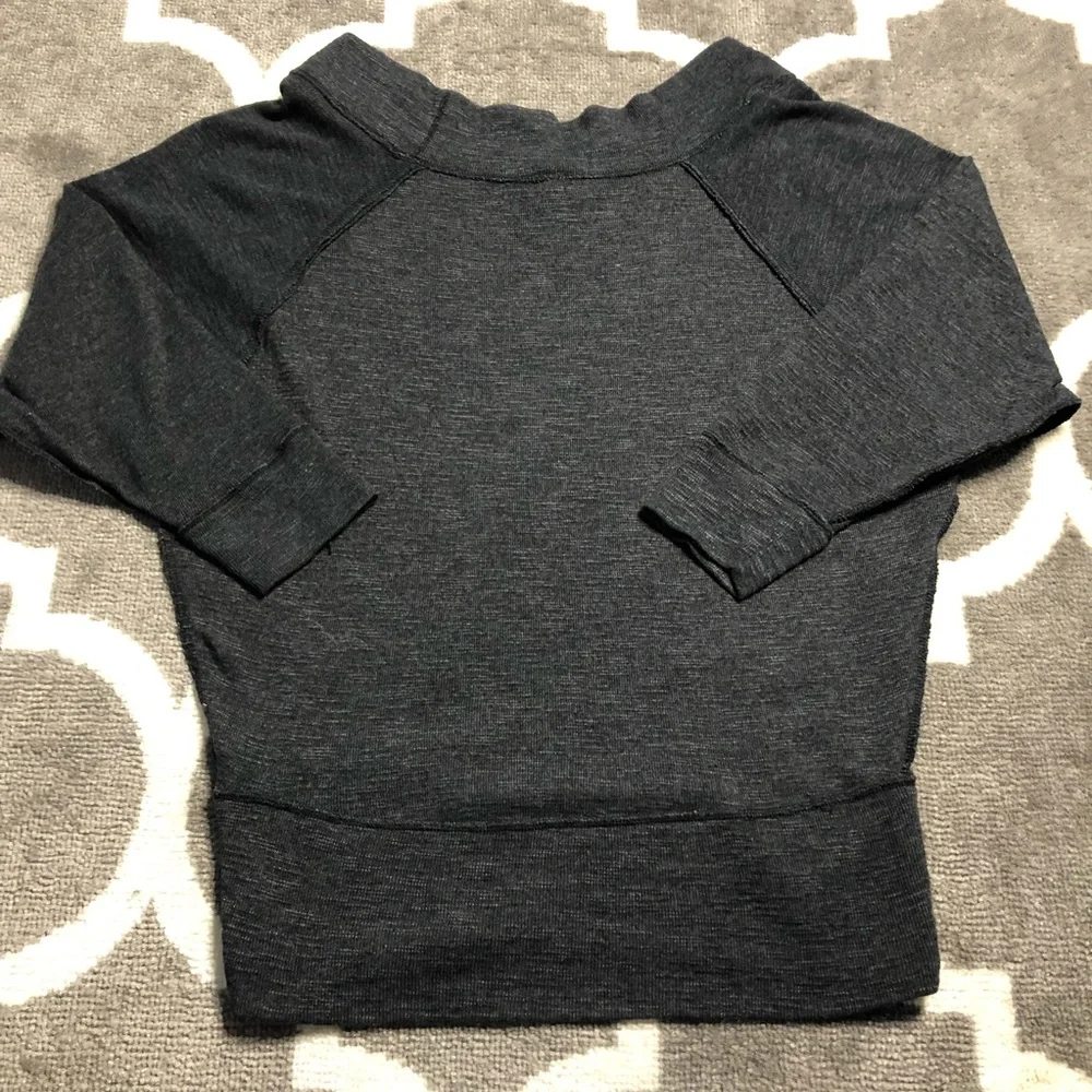 Free People We the People Shirt Womens Medium Gray 3/4 Sleeve Top